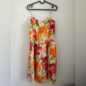 Lauren Ralph Lauren Floral 100% linen Sun Dress Size 8 Lightweight Bright